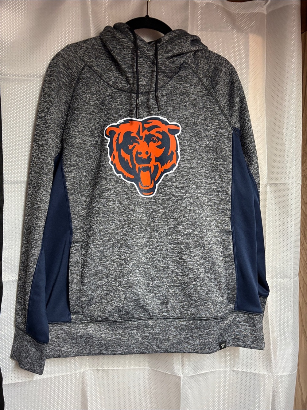 Fanatics Gray Heather Pullover Hoodie with Navy Panels and Orange Logo